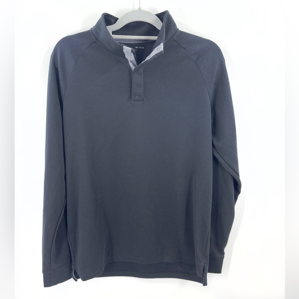 Under Armour Mens 1/4 Snap Long Sleeve Pullover Top Size M Black Loose Fit Sport